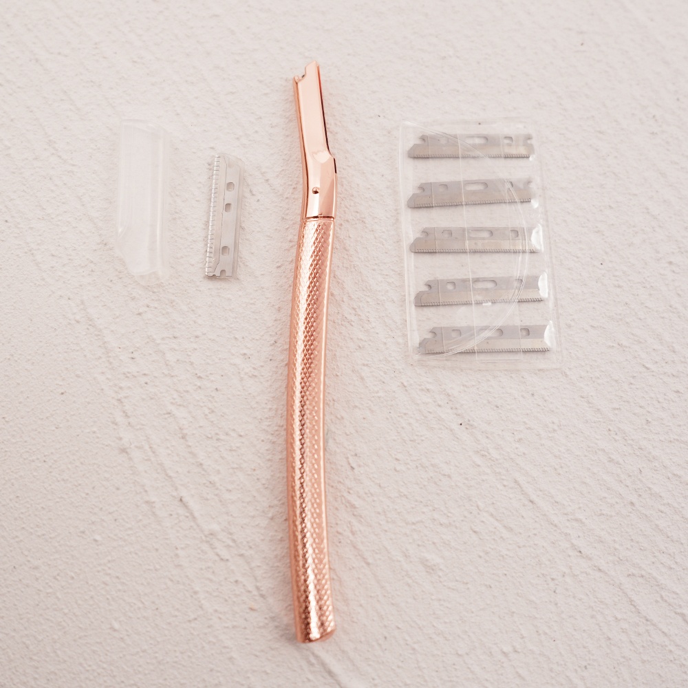 ENMU Beauty Ultra Modern Fashion Hair Removal Ladies Dermaplaning Tool Stainless Steel Blades Rose Gold Metal Handle Razor