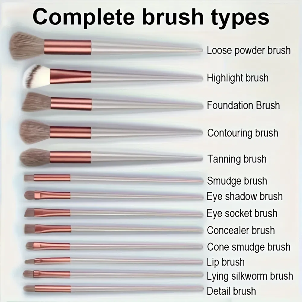 13PCS Professional Makeup Brush Set, Premium Soft Synthetic Fur Cosmetic Brushes for Full Face Makeup Application
