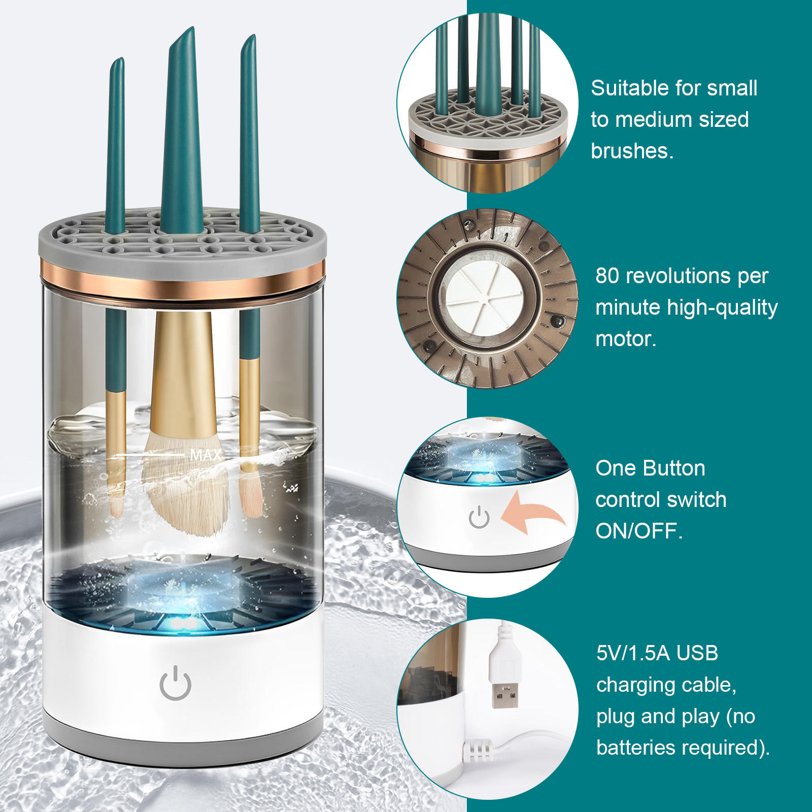 Dropshipping Products 2025 Electric Makeup Brush Cleaner with Drying Rack Portable Cosmetic Tool