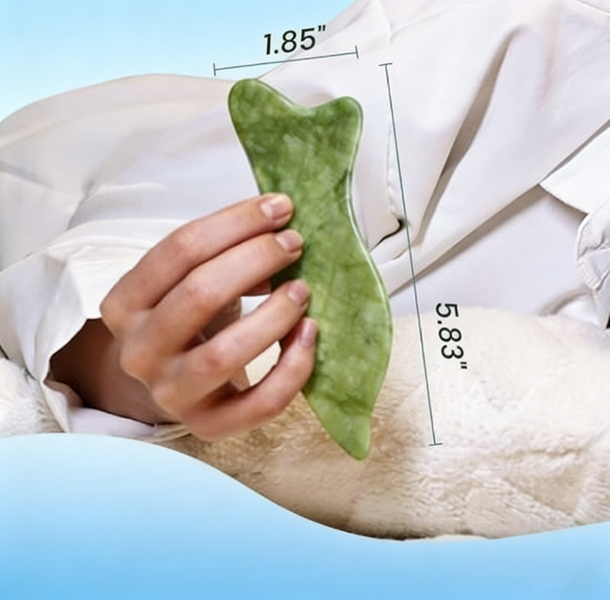 Natural Jade Gua Sha Facial Tools Acupressure Face Massage Jawline Sculpting Puffiness Reduction Skin Care Tool Green Orthotic