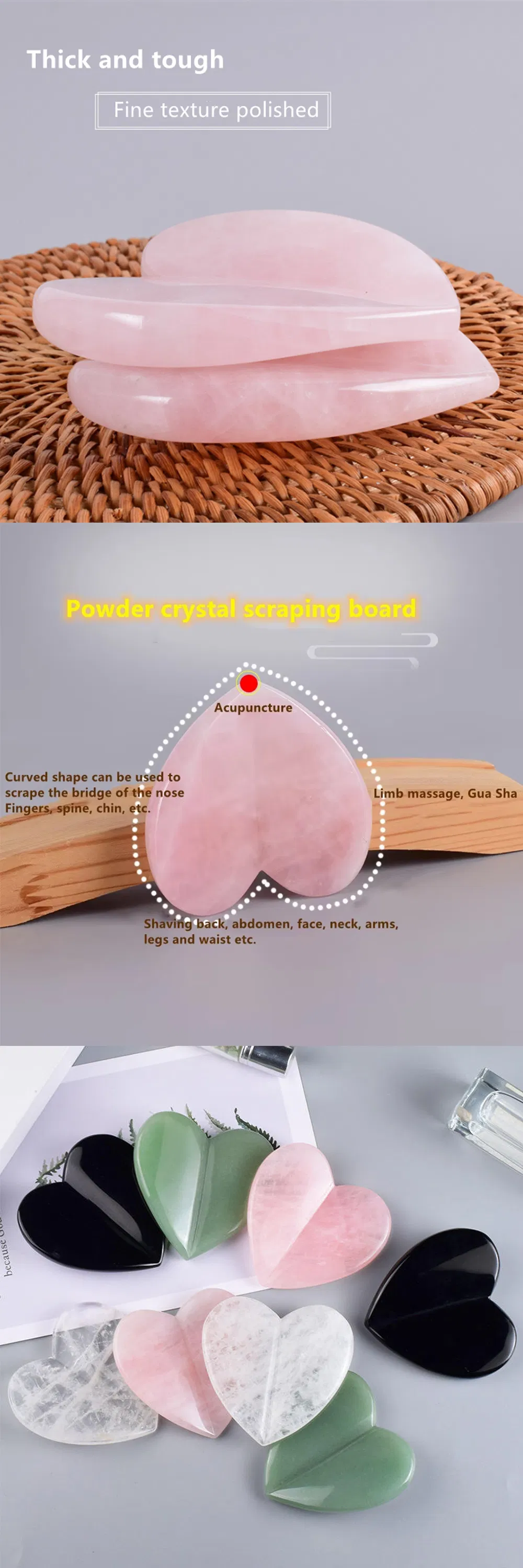 Beauty Gift Heart Shape 3D Gua Sha Bian Black Gua Sha Facial Massage Tools Black Spike Heart Shape 3D Guasha Stone Tools