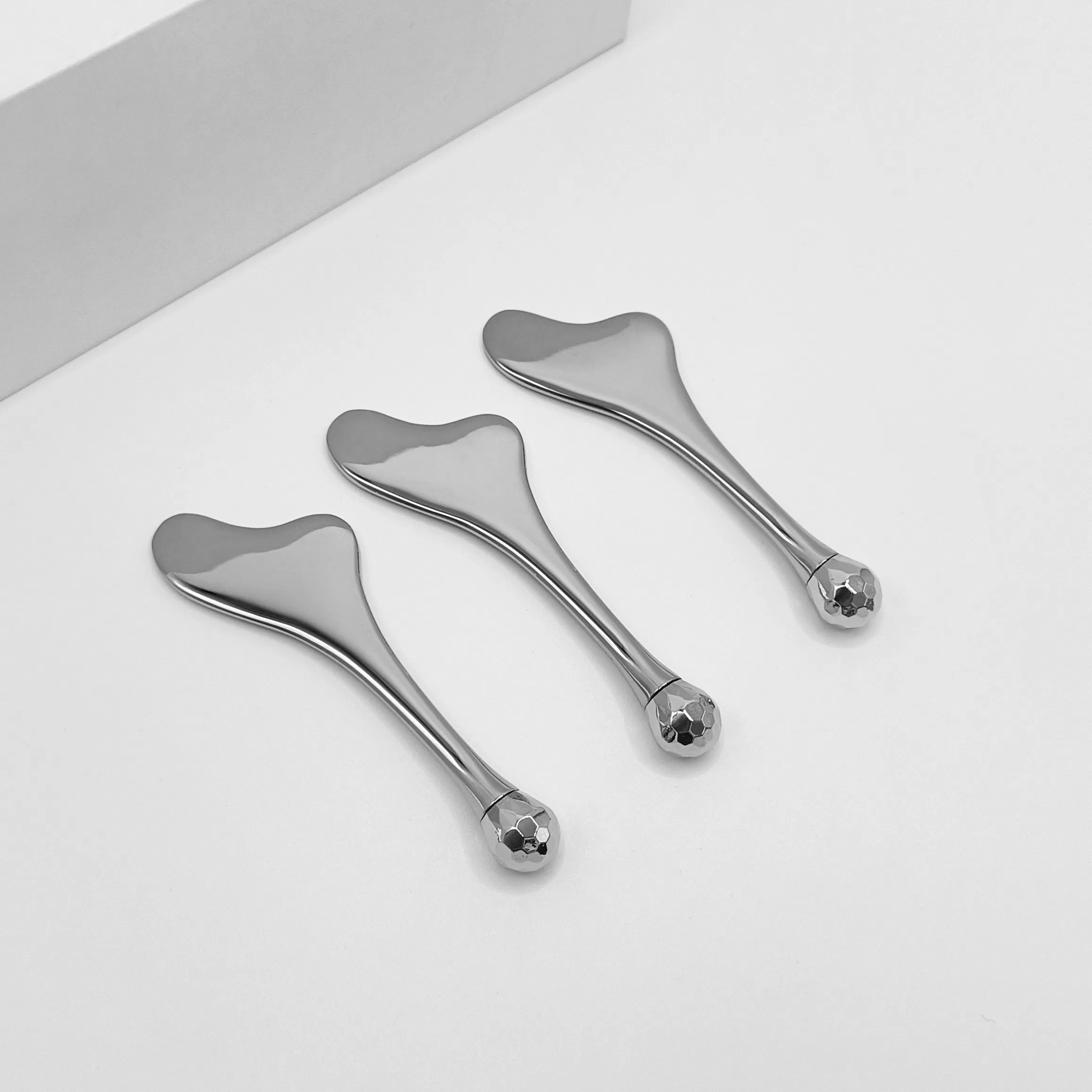 Custom Anti Aging Facial and Eye Roller Gua Sha 3D Skin Care Tools Meta Ice Massager Metal Face Roller