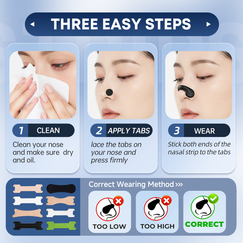 Magnetic Nasal Dilator Strips, Adjustable Hook &amp; Loop Anti-Snore Device, Custom Breathing Aid Kit For Better Sleep