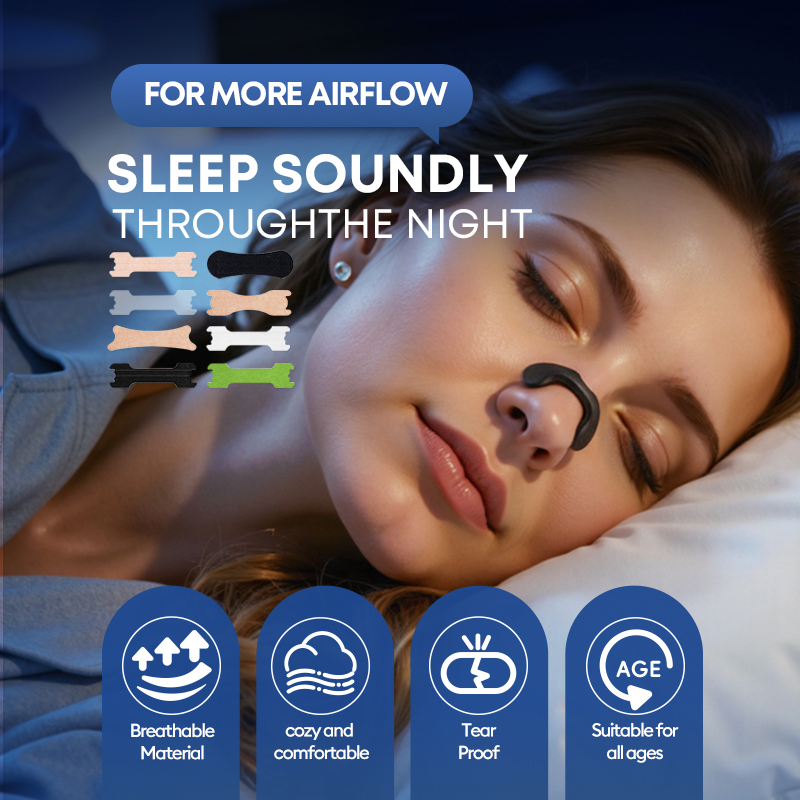 Magnetic Nasal Dilator Strips, Adjustable Hook &amp; Loop Anti-Snore Device, Custom Breathing Aid Kit For Better Sleep