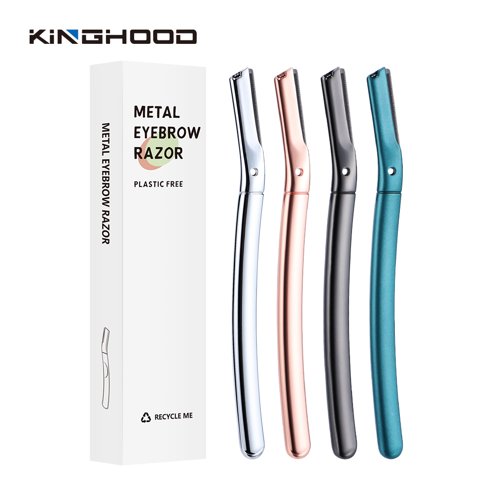 Metal handle eyebrow razor detail