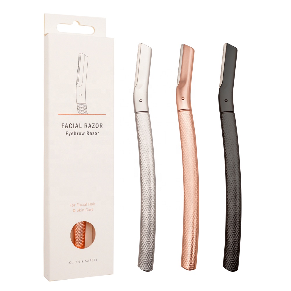 High Quality Women Face Razor Reusable Eyebrow Shaver Rose Gold Stainless Steel Facial Hair Remover Eco Friendly Razor