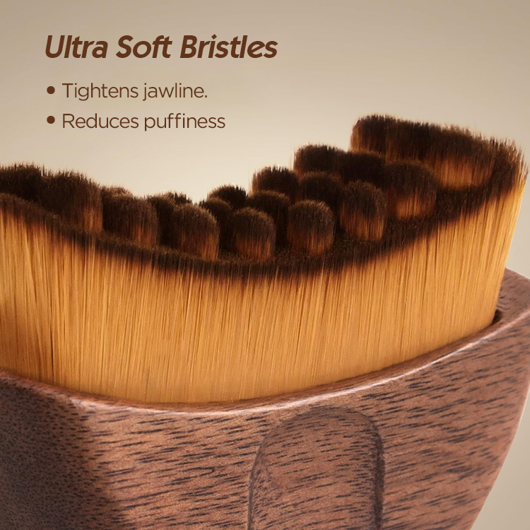 Lymphatic Contour Oval Walnut Wood Face Brush Lymphatic Drainage Device for Face Body Chin Jawline Designed to Fit Skin
