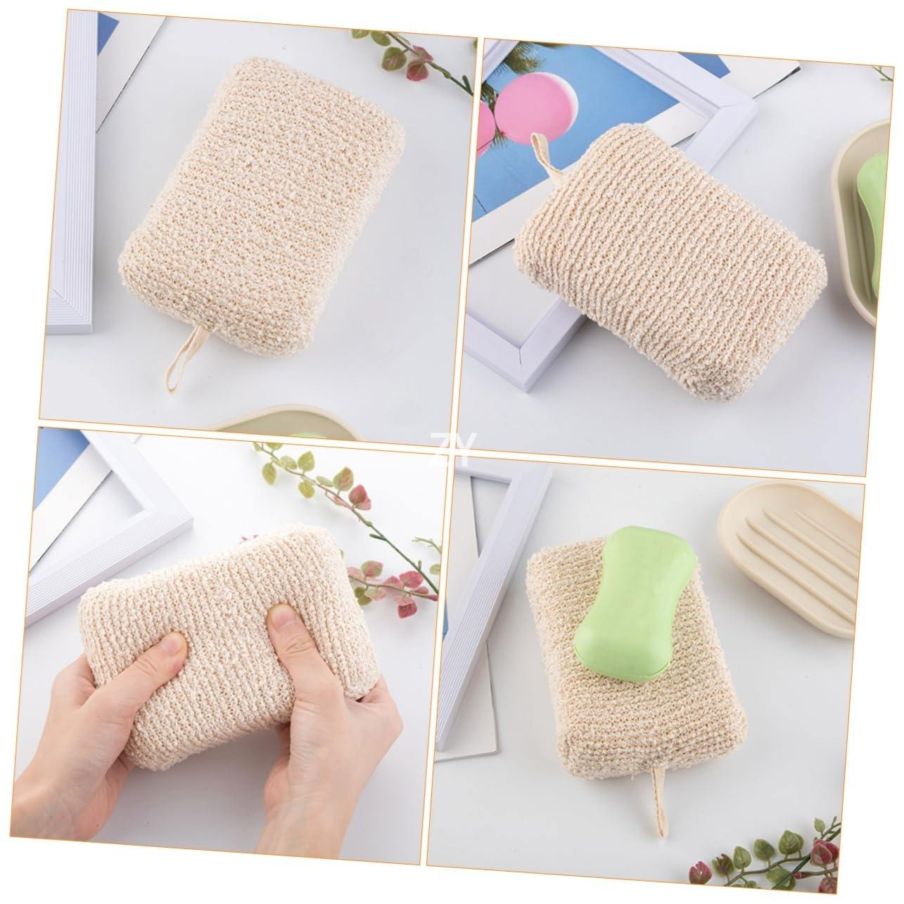 Eco Friendly Natural Bamboo Fiber Hemp Exfoliating Bath Sponge Modern ZY Brand High Quality Square for All Skin Types Home Hotel