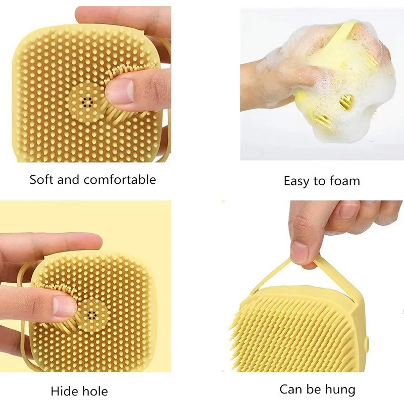 Custom Logo Kids Massage Hair Women Scalp Detangling Brush Silicone Shampoo Brush Pet Bath Brush