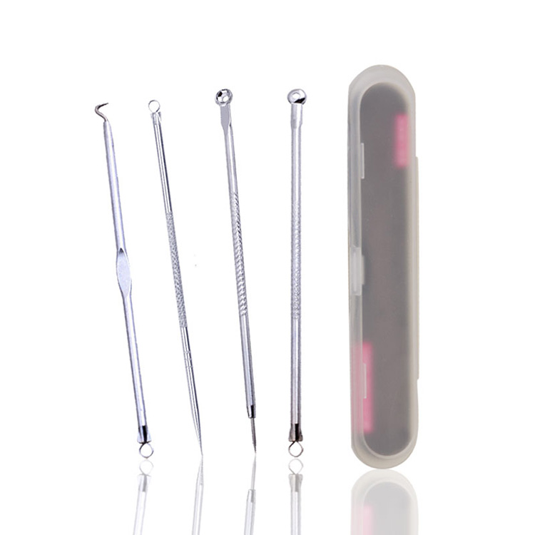 Facial Cleansing Blackhead Extraction Tool 4Pcs Set Stainless Steel Acne Removal Needle Blackhead Remover Needle Pore Cleaning
