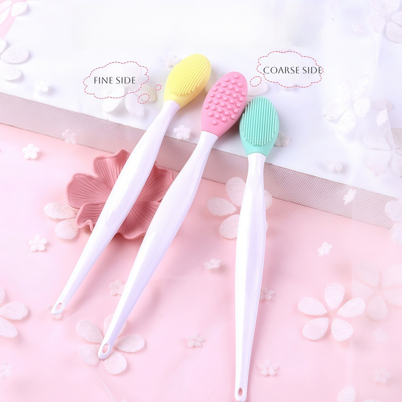 Custom Logo Exfoliating Fan Lip Brush Double-Sided Soft Silicone Nose Cleaning Tool for Blackhead Removal and Concealer Use
