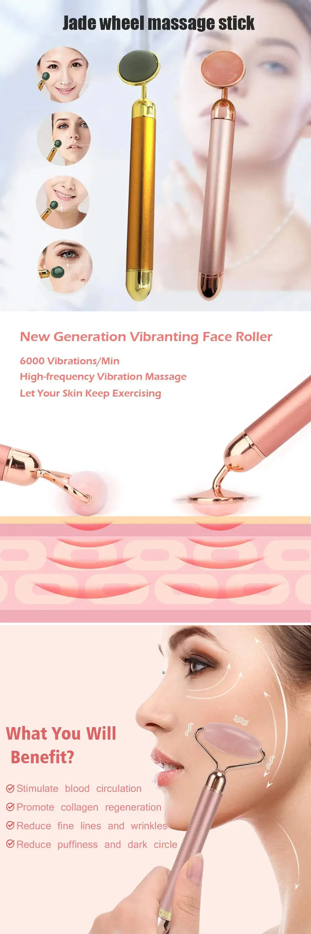 Wholesale Custom Electric Eye Beauty Skin Care Jade Face Massage Roller