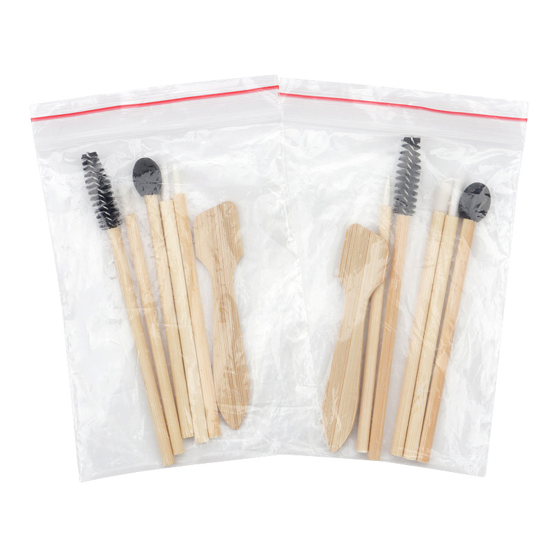 Bamboo Makeup Brush 6pcs Set Reusable Small Cosmetic Spatula Make Up Spoon Brows Lip Eye Shadow Makeup Tool