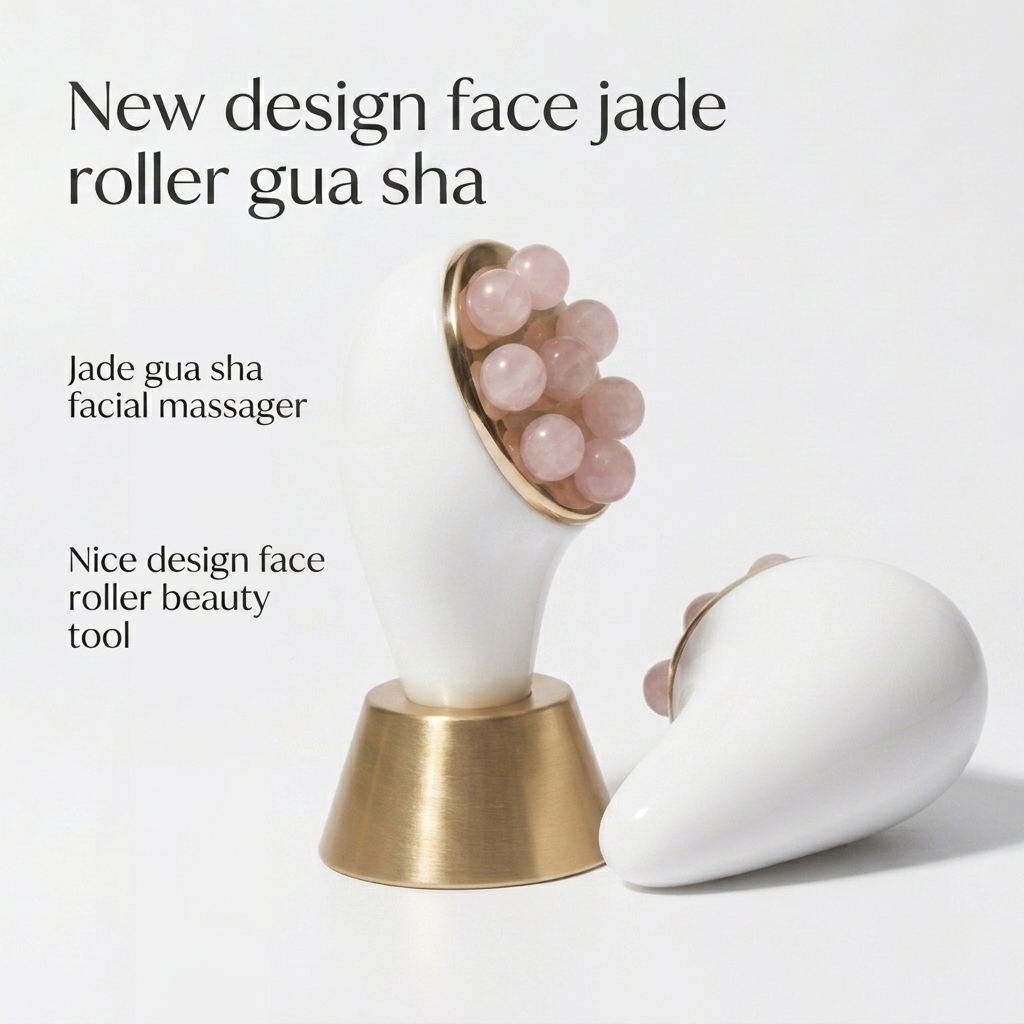 New Design Nice Style Anti-Wrinkle Face Lifting Jade Facial Roller Rotatable Jade Ball Face Lymphatic Contour Body Massage Tool