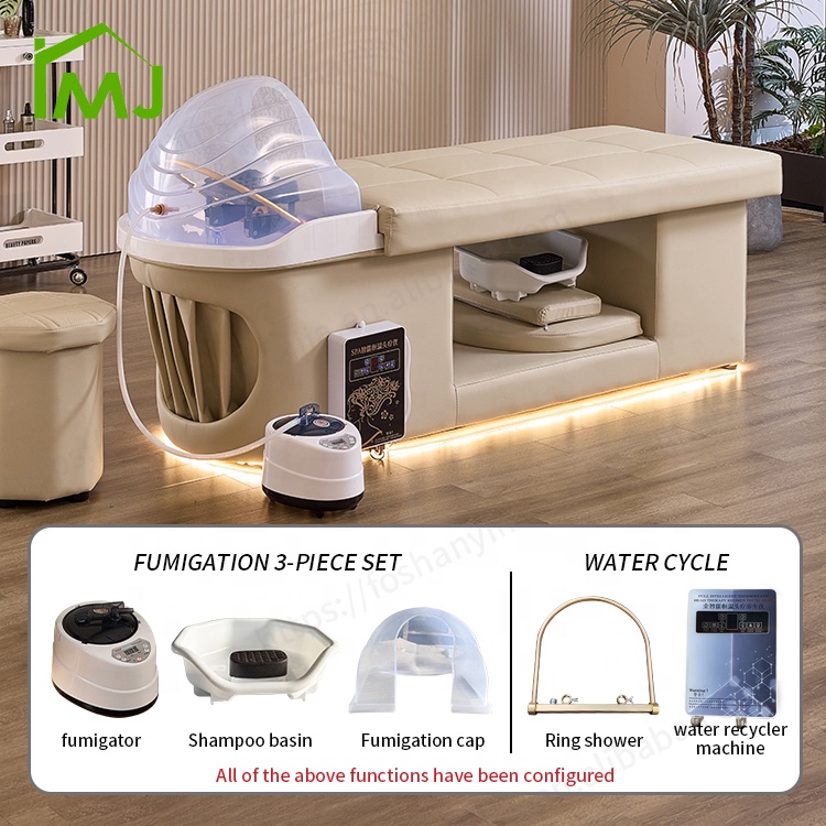 Factory Beauty Salon Hair Washing Head Spa Massage Table Shampoo Bed With LED