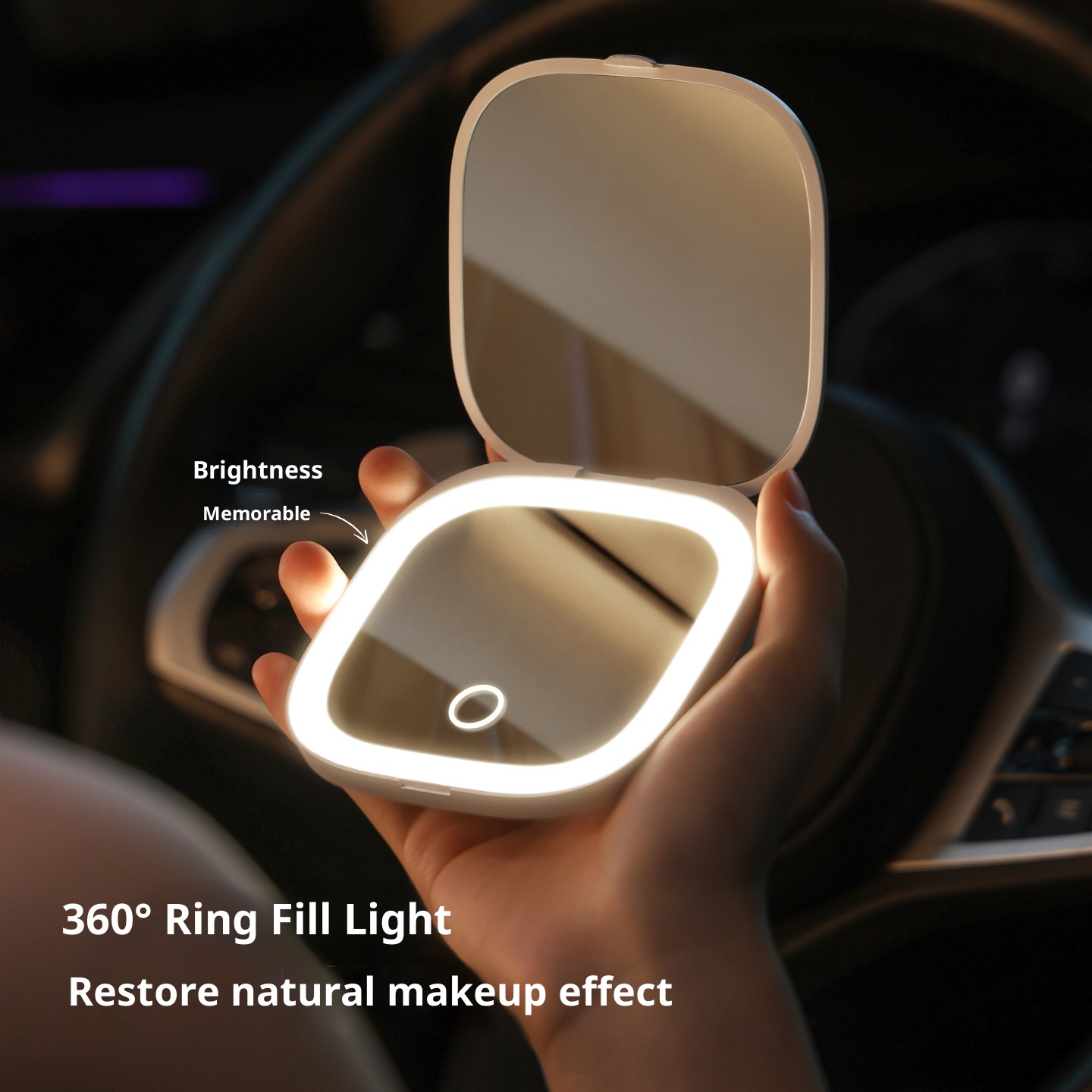 Rechargeable Smart LED 3-Color Light Adjustable Brightness Double-Sided 1x/3x Pocket Portable Compact Makeup Mirror Custom Logo