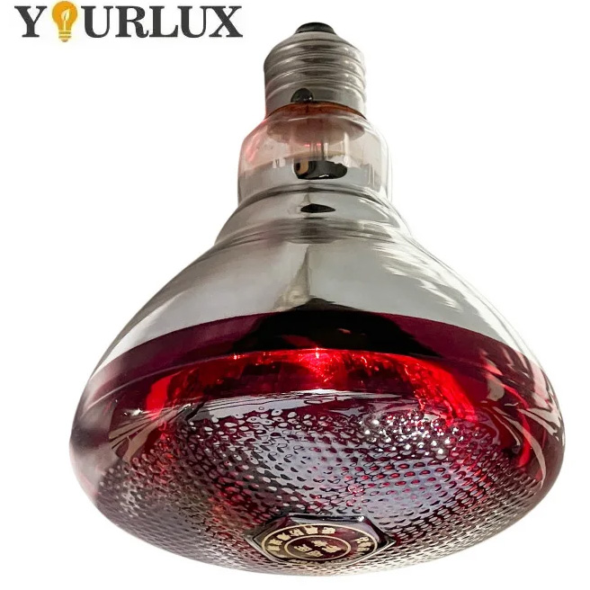 Yourlux 100W/300W Infrared Heating Lamp For Chicken And Pig Farms White Emitting Color Glass Body IR Lights