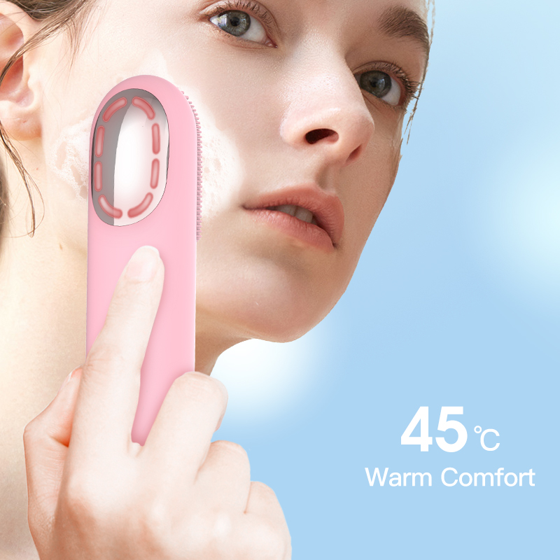 Portable Ultrasonic Electric Face Cleaning Brush Waterproof Silicone Spin Roller Sonic Massager LED Light Exfoliators Feature
