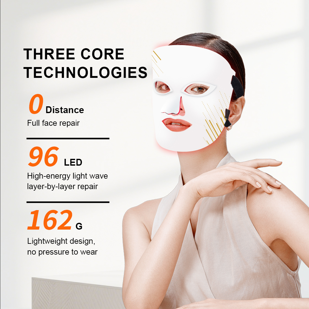 LED Facial Beauty Mask Removal Spa Care Red and 7-Color Light Wireless Facial Massager for Skin Care