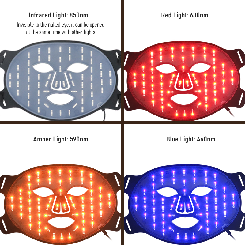 Wireless 4 Colors LED Red &amp; Infrared Light Therapy Silicone Face Mask for Home Use
