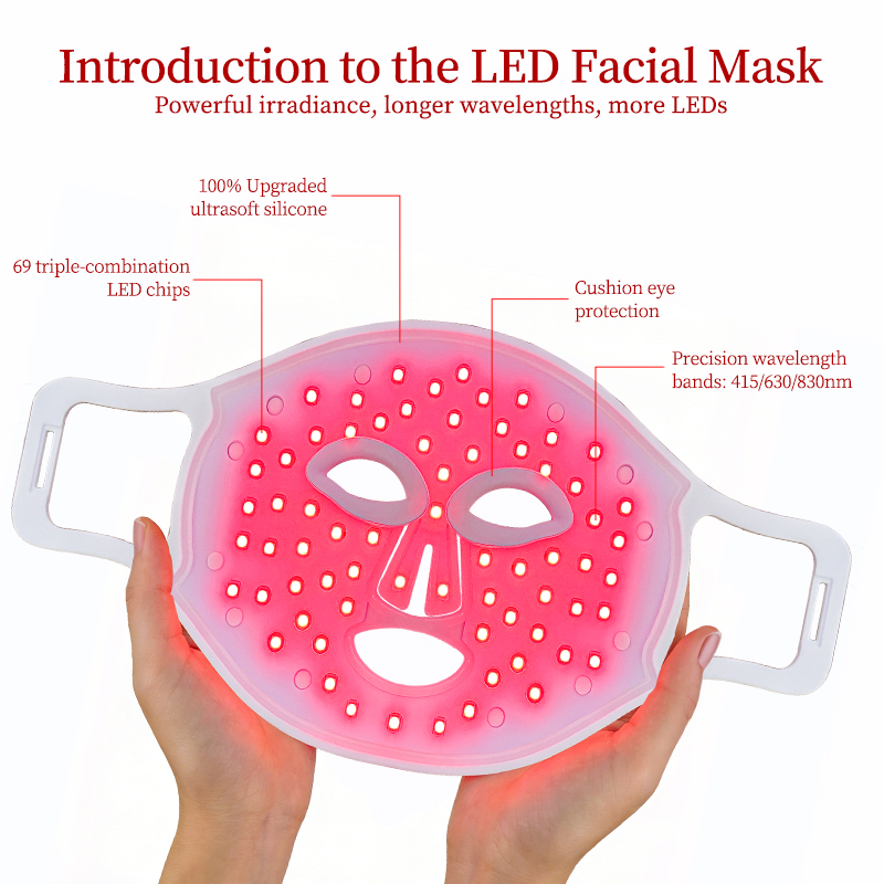 REDSKY Silicone Mask 3 Colors 630nm 830nnm 415nm Near Infrared LED Face Red Light Therapy Mask for Beauty
