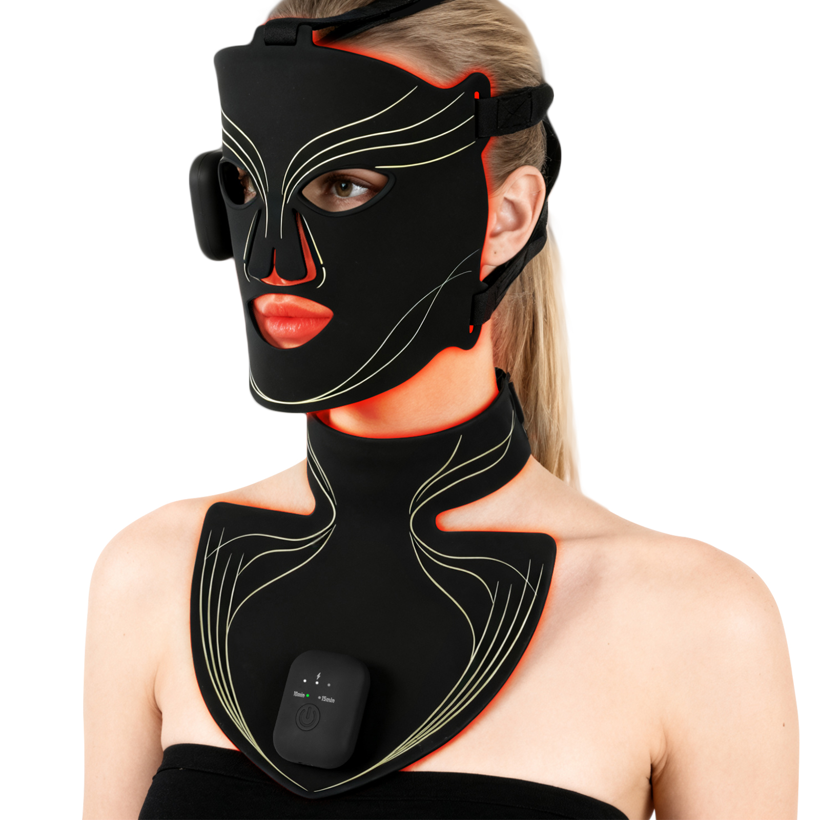 Medical Silicone Infrared Red Light LED Therapy Mask 415nm 660nm 850nm for Face &amp; Neck Wireless Rechargeable