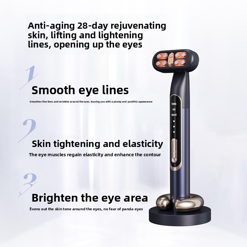 Electric Home Use Eye Massager with Vibration Heat Compress Colored Light Therapy for Dark Circles &amp; Puffy Bags (ABS Material)