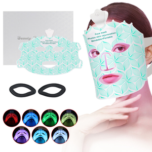Wireless Hand Held 7 Colors LED Facial Mask Soft Silicon Red Blue Infrared Light Waterproof PDT Therapy Skin Rejuvenation