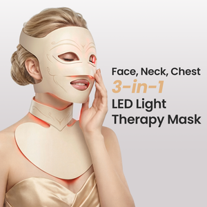 2026 New LED Light Therapy Face &amp; Neck Mask with Chest Shield | Red Blue &amp; 850nm NIR Wireless Photon Skin Care Beauty Device