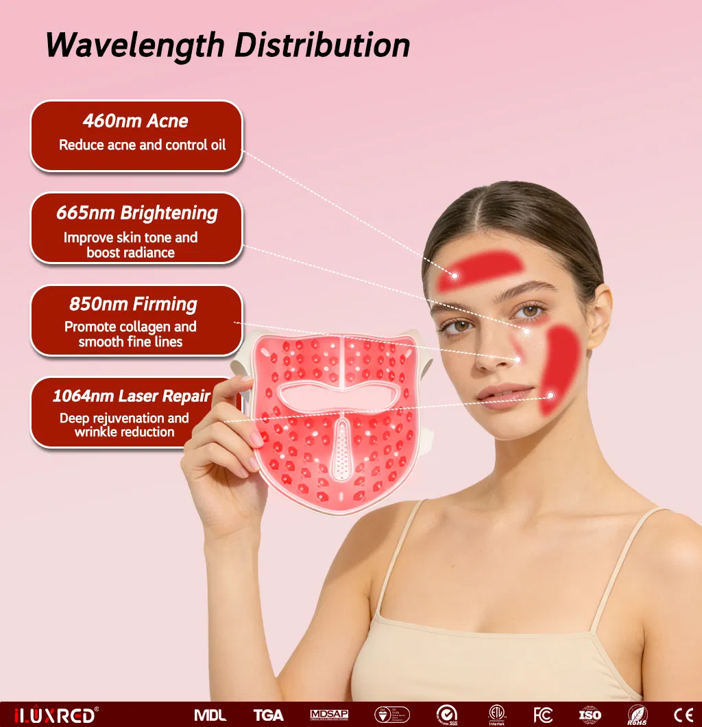 5D Vcsel Facial Red Light Therapy Face Mask with 72 LED Lights