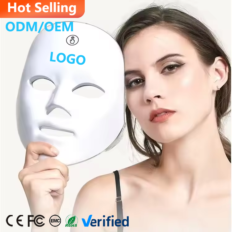 7 Colors LED Light Hand-Held Facial Mask Anti-Acne Whitening Wrinkle Removal Phototherapy Face Care US Plug