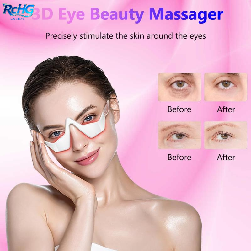 Red Therapy LED Eye Lift Wand 650nm Microcurrent Vibration 3D Contour Dark Circle USB Recharge 3 Mode Home Office Use OEM Gift