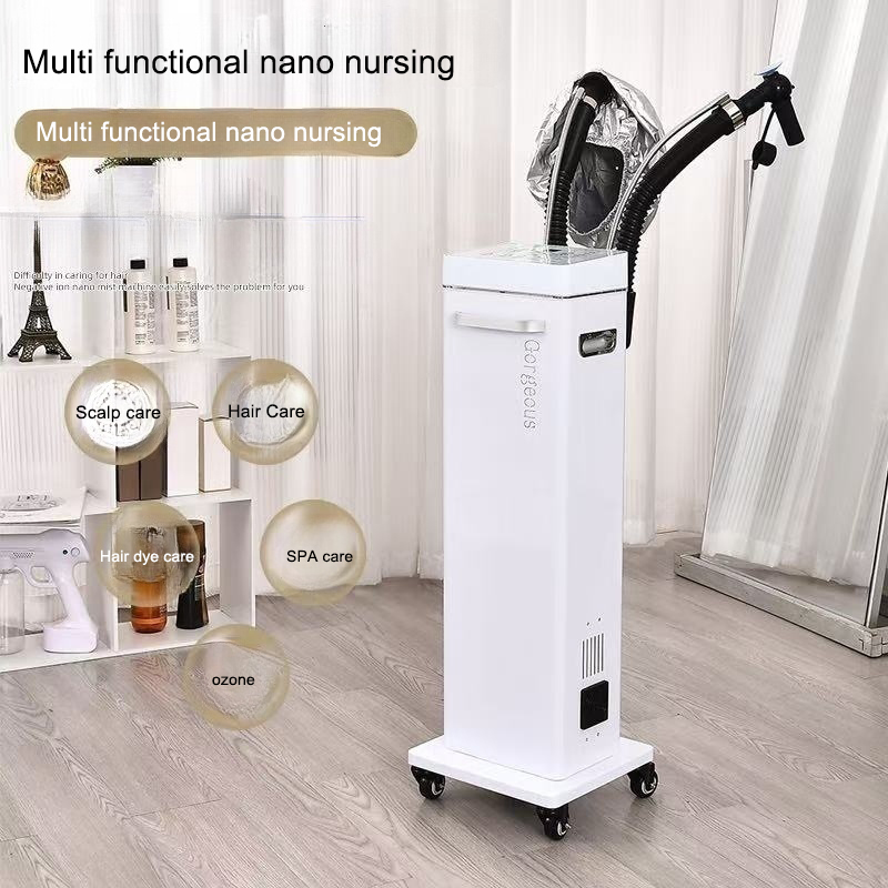 Salon Beauty Equipment Double Tube Nano Spray Micro Mist Hair Steamer Machine Hair Scalp Care Device Ozone Portable LED Display