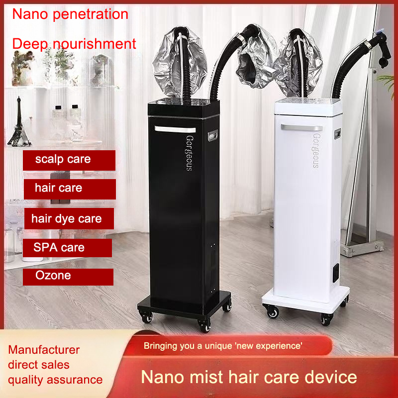 Salon Beauty Equipment Double Tube Nano Spray Micro Mist Hair Steamer Machine Hair Scalp Care Device Ozone Portable LED Display