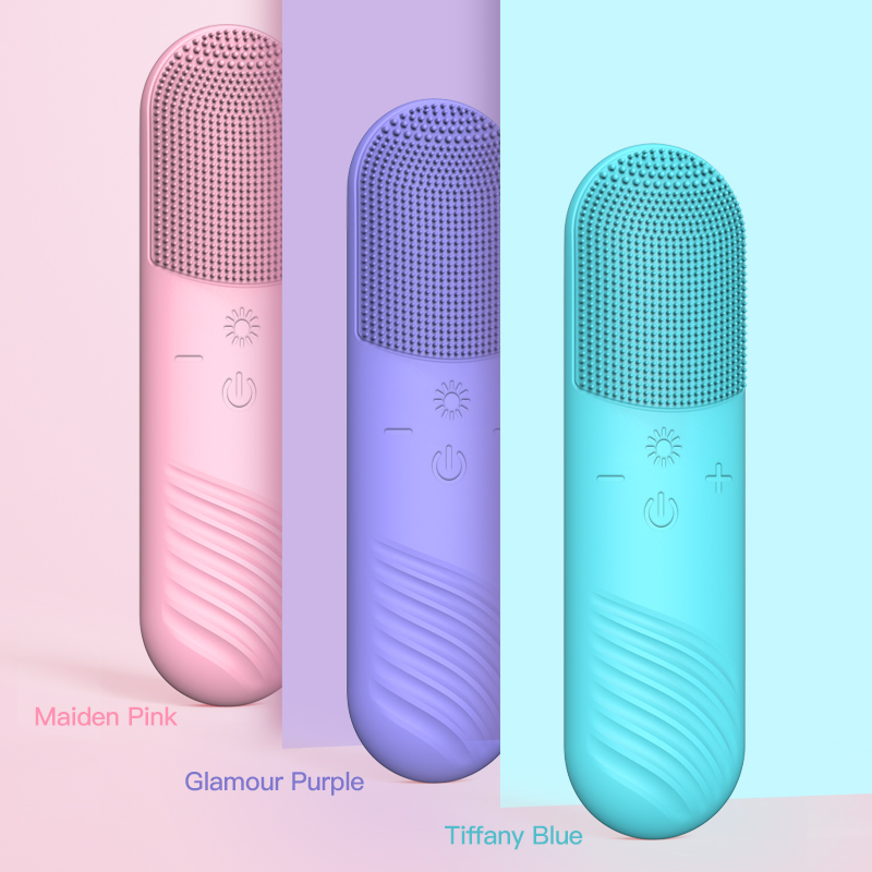 Portable Ultrasonic Electric Face Cleaning Brush Waterproof Silicone Spin Roller Sonic Massager LED Light Exfoliators Feature