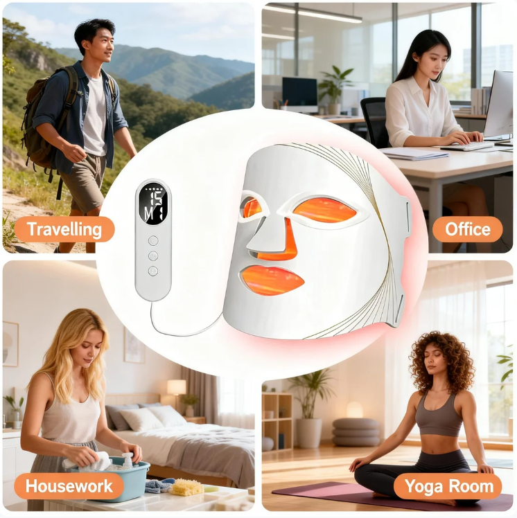 850nm Silicone Hand Held LED Near Infrared and Red Light Therapy Face Mask for Home Use