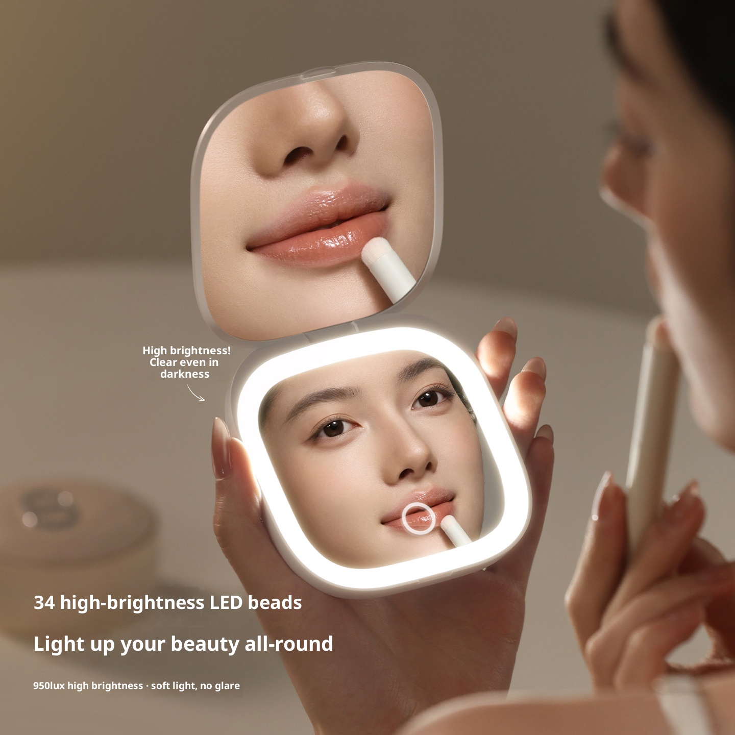 Rechargeable Smart LED 3-Color Light Adjustable Brightness Double-Sided 1x/3x Pocket Portable Compact Makeup Mirror Custom Logo