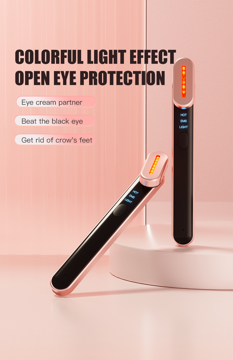 Professional 42C Heated EMS LED Eye Massage Wand for Fine Lines Dark Circles &amp; Puffiness Support CE RoHS Approved Device
