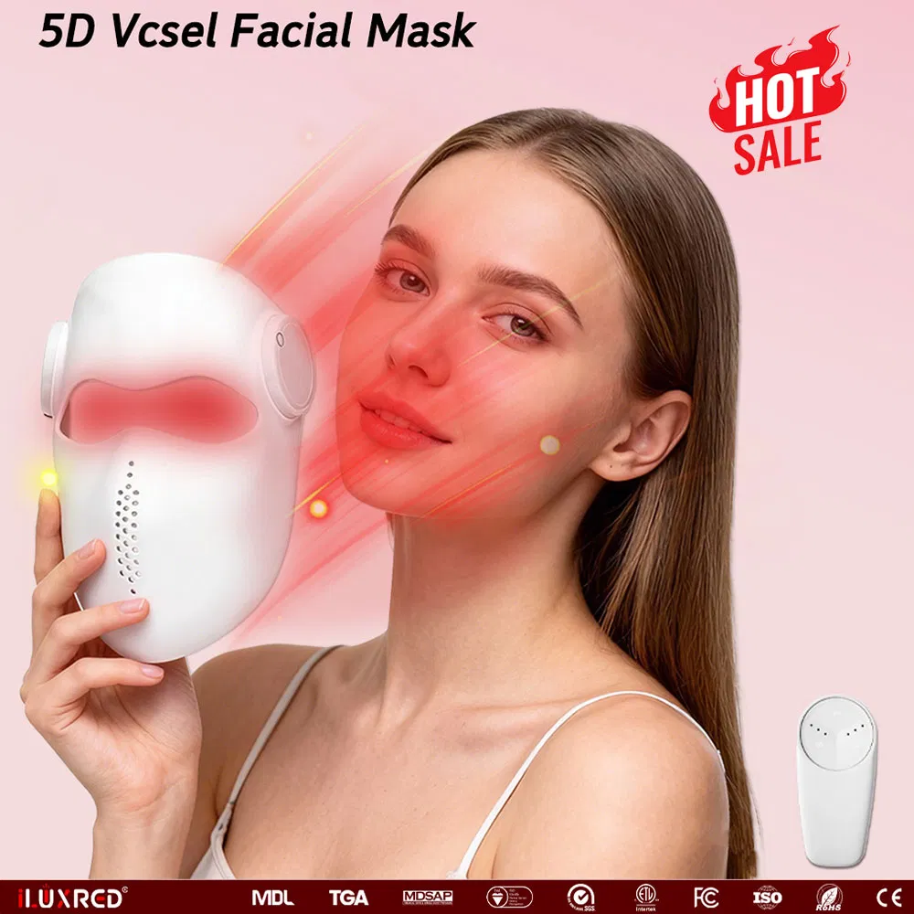 Factory-Priced LED Light Therapy Facial Mask 4 Color Black and Red Light Silicon Face Mask for Home Use Beauty Equipment 5D Red Light Therapy Mask