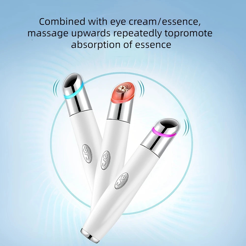 Eye Skin Care Heated Eye Facial Massager Red Light Therapy Wand for Dark Circles Puffiness Anti-Aging Wrinkles Skin Tightening