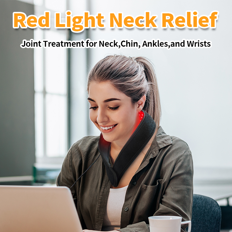 40 LED Red Light Infrared Therapy Neck Wrap with Neoprene-Soft Adjustable Design 20-Minute Auto Timer 2-in-1 for Home Use