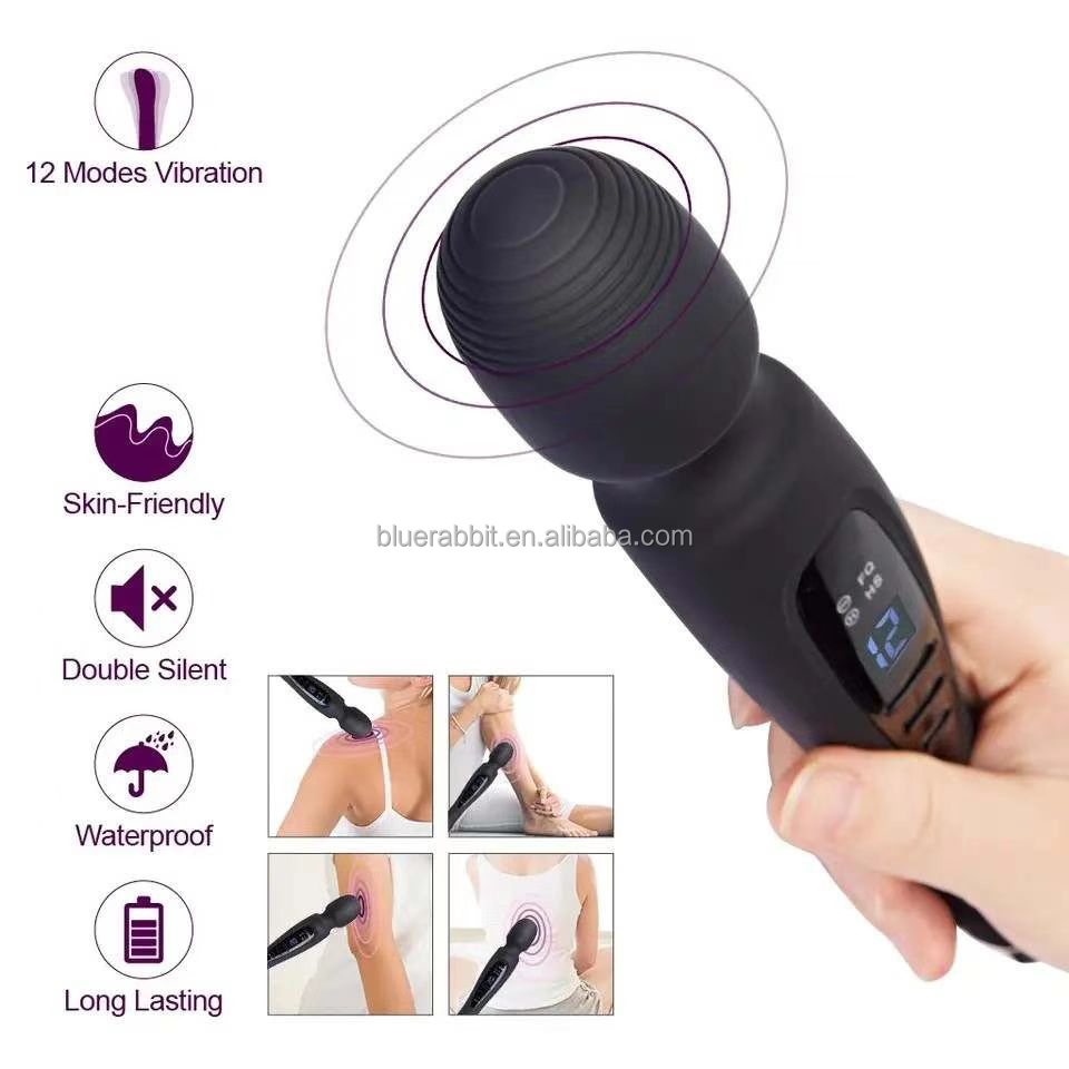 Luxury Personal Wand Massagers with LED Display Wholesale Wand Vibrators Body Neck Back Massage Powerful LED Wand Massagers
