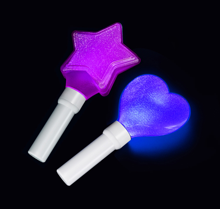 Wholesale Customizable Assorted Colors Flashing Led Light up Wand Magic Star Wand Heart Shape Glow Sticks Light-up Wand