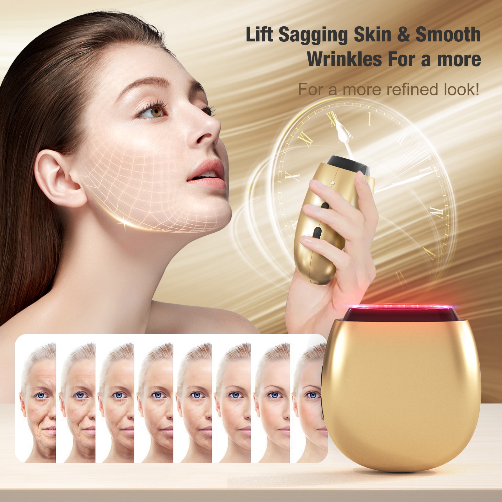 Red Light Therapy Wand for Face Neck Hands 3-Color LED Skin Tightening and Wrinkles Removal Massager
