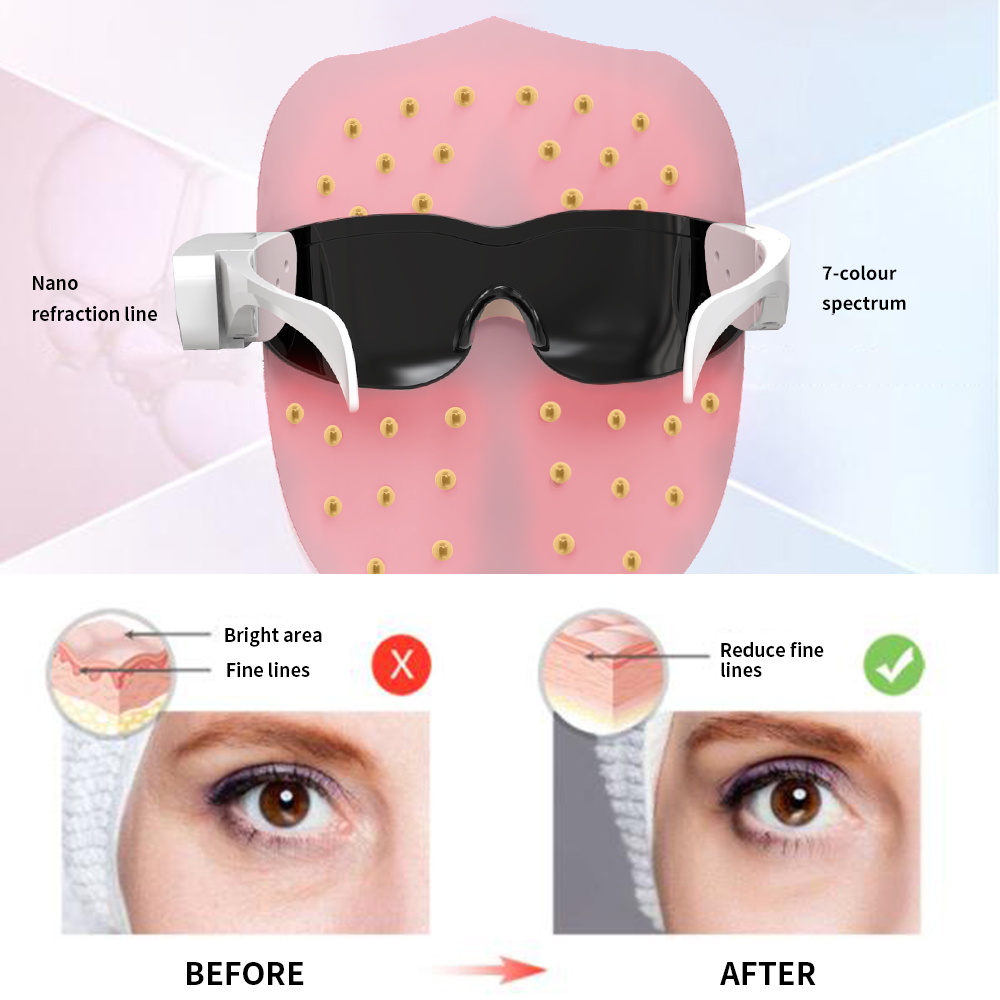 Rechargeable Wireless Beauty Infrared Skin Rejuvenation Face Light Home Portable 7 Color Photon Led Beauty Therapy Facial Mask
