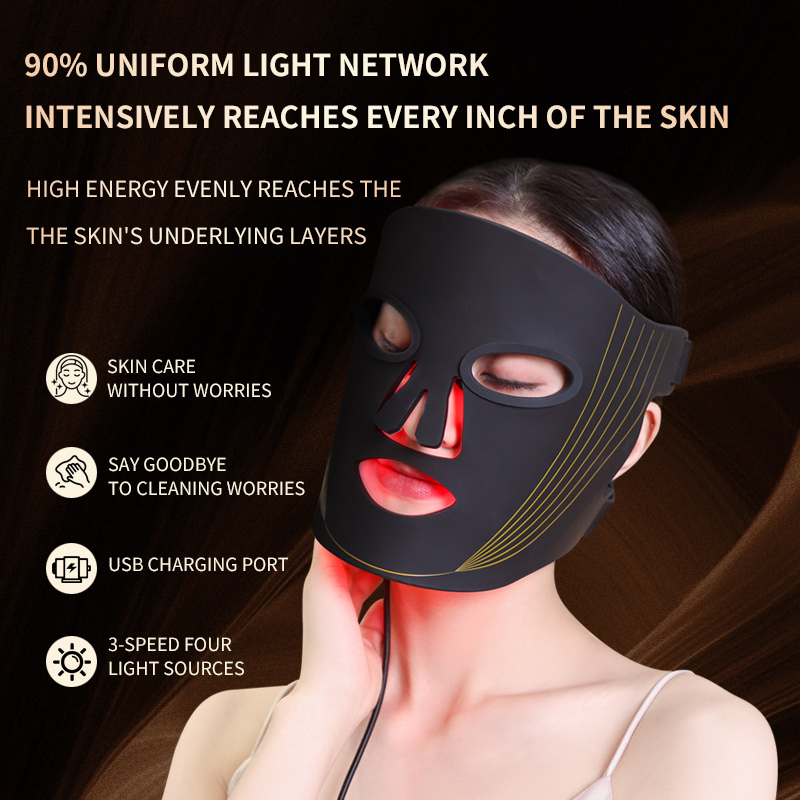 Yanxer LED Beauty Device Home Ems Red Light Therapy Face Mask 4 Colors Anti Wrinkle Skin Rejuvenation Facial Mask