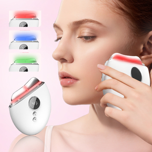 Multifunctional Hand Held EMS Vibration Guasha LED Light Waterproof Rechargeable Skin Tightening Beauty Equipment Mini Thin Face