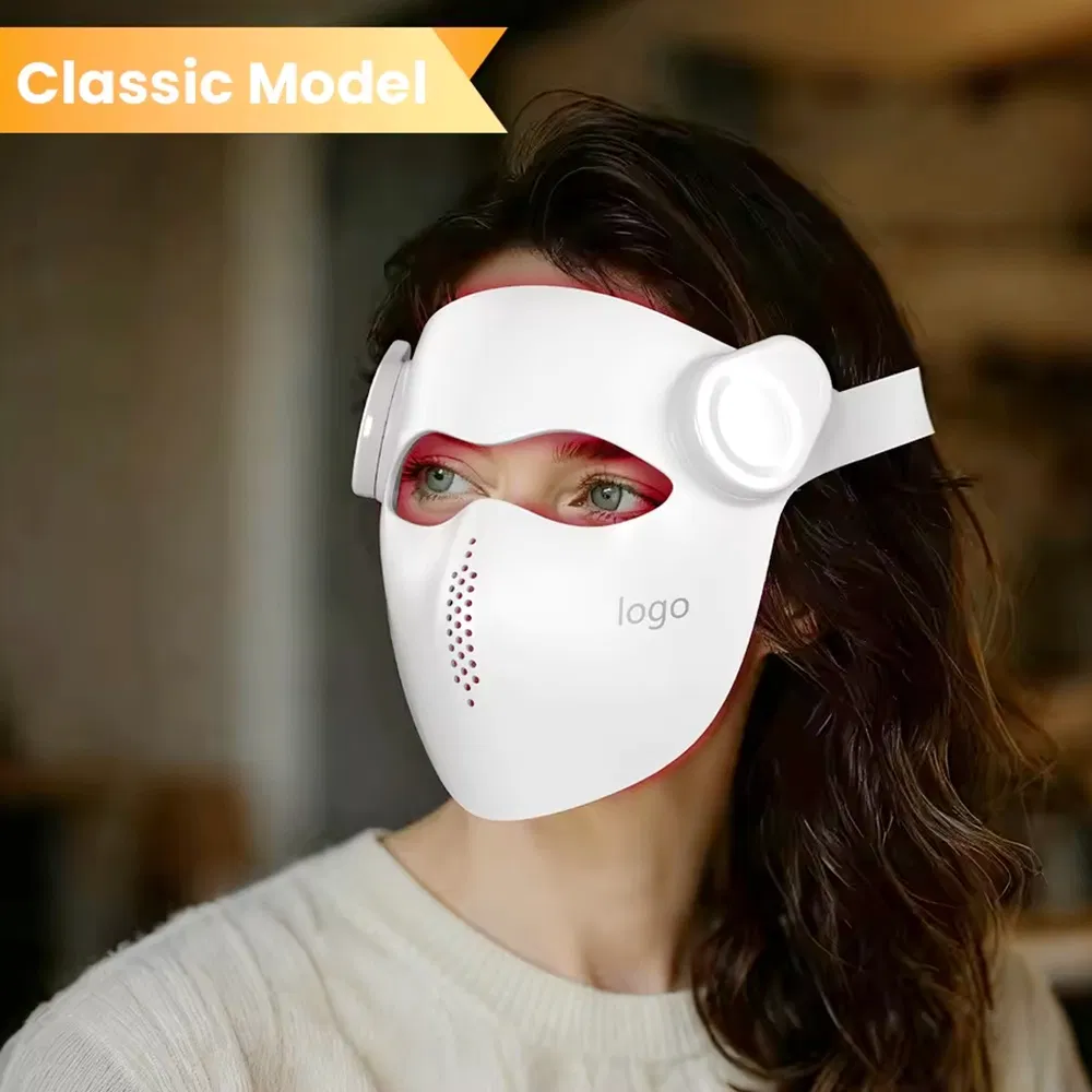 460nm/630nm/850nm Food Grade 3D Silicone Face Beauty Nir Infrared LED Facial Mask for Home Skin Care SPA Salon, Blue Red Light Therapy Device Wholesale