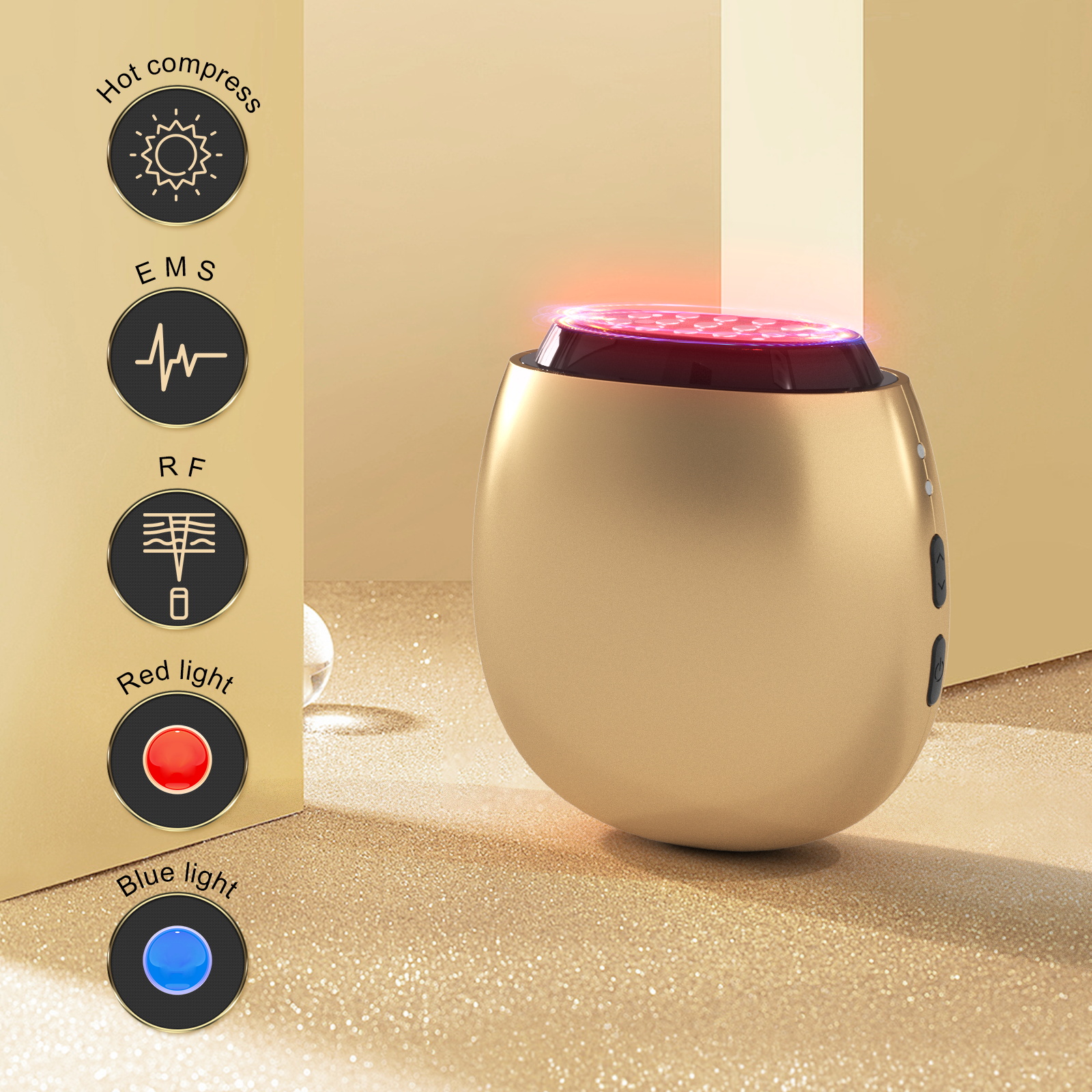 Red Light Therapy Wand for Face Neck Hands 3-Color LED Skin Tightening and Wrinkles Removal Massager