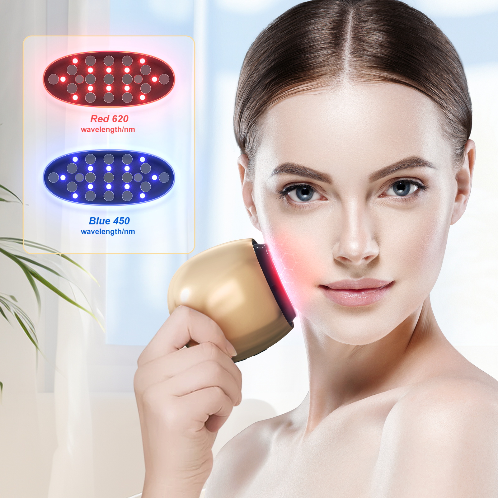 Red Light Therapy Wand for Face Neck Hands 3-Color LED Skin Tightening and Wrinkles Removal Massager